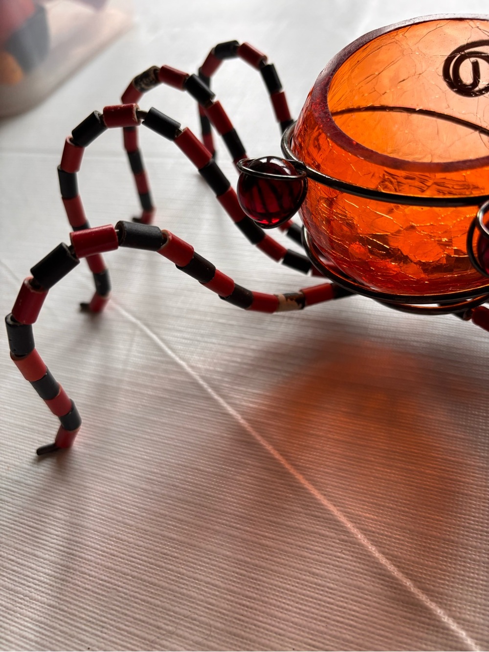 Metal and Glass Halloween Spider Tealight Holder
